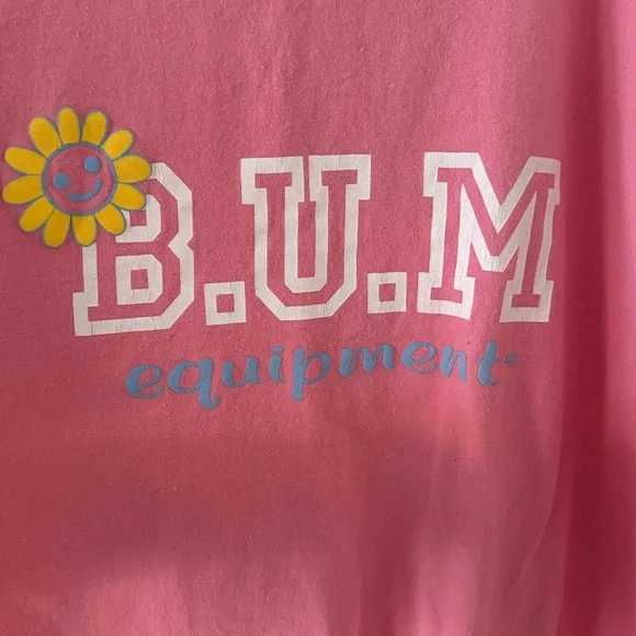 B.U.M Equipment Vintage 90’s Pink Smiley Sunflower 100% Cotton Tee Size Large - Picture 4 of 4